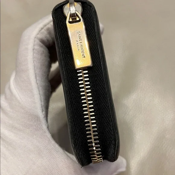 YSL Black Leather Wallet with Gold Accents - Picture 11 of 14